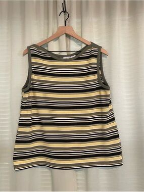 Vintage Cropped Knit Striped Tank Top Size XL